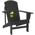 Classic Adirondack Chair Muskoka Chair, Garden Deck Chair with Cup Holder for Patio, Indoor, Backyard, Black
