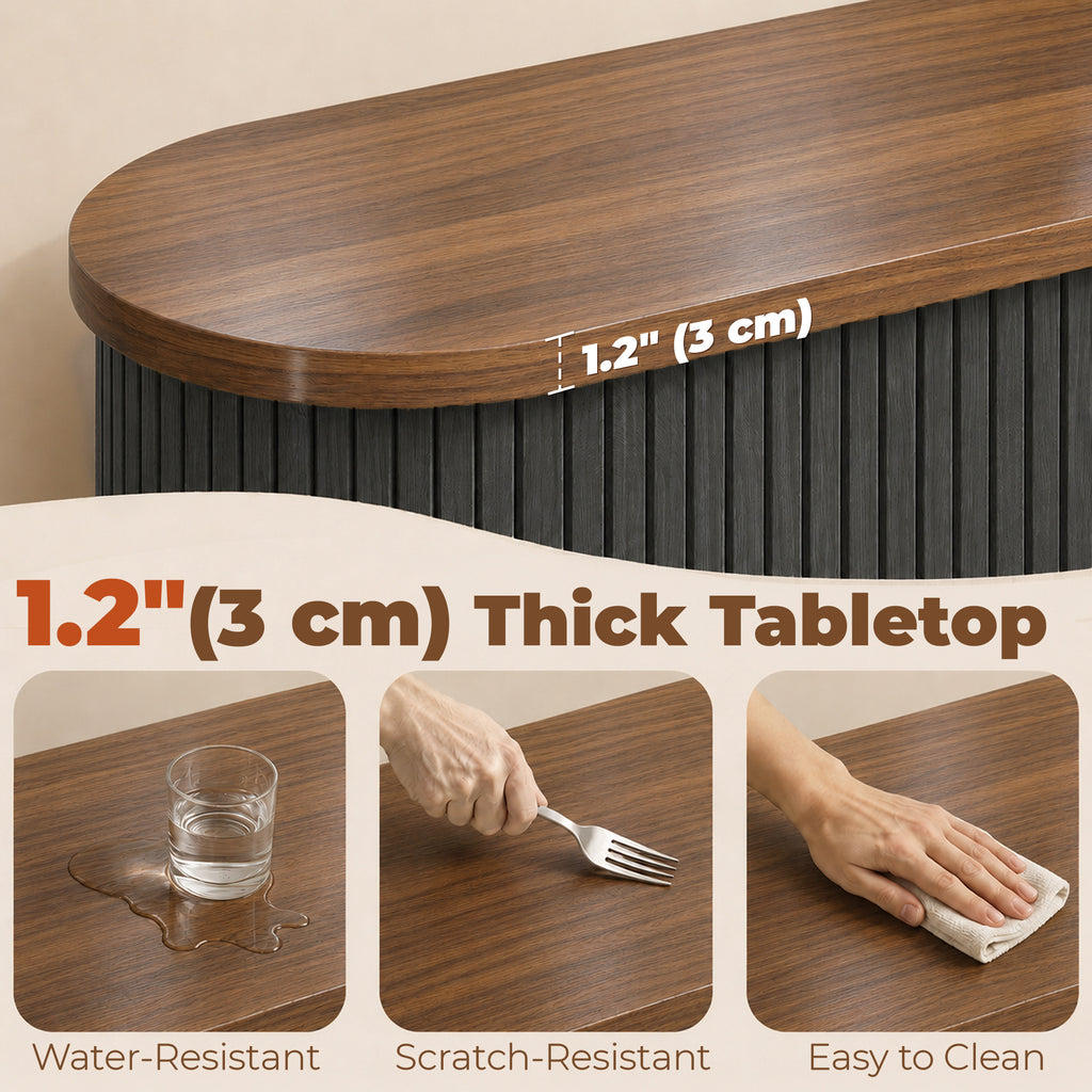 Fluted Sideboard Buffet Cabinet, 55" Modern Coffee Bar Cabinet with Sliding Doors and Adjustable Shelves, Black