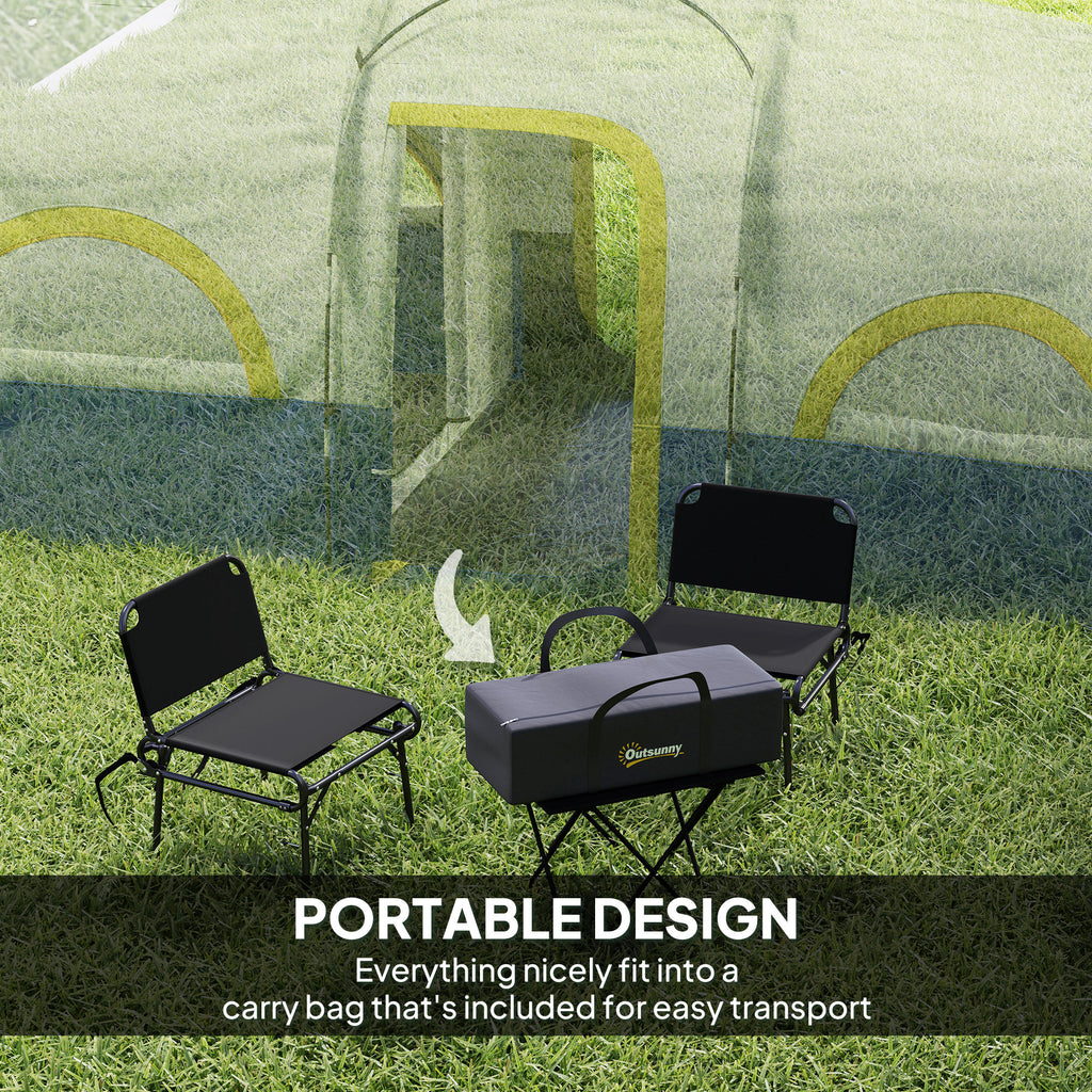 4 Person Camping Tent, 3 Room Cabin Tent, 3000mm Waterproof and UPF30+ with Sewn in Groundsheet and Carry Bag, Blue