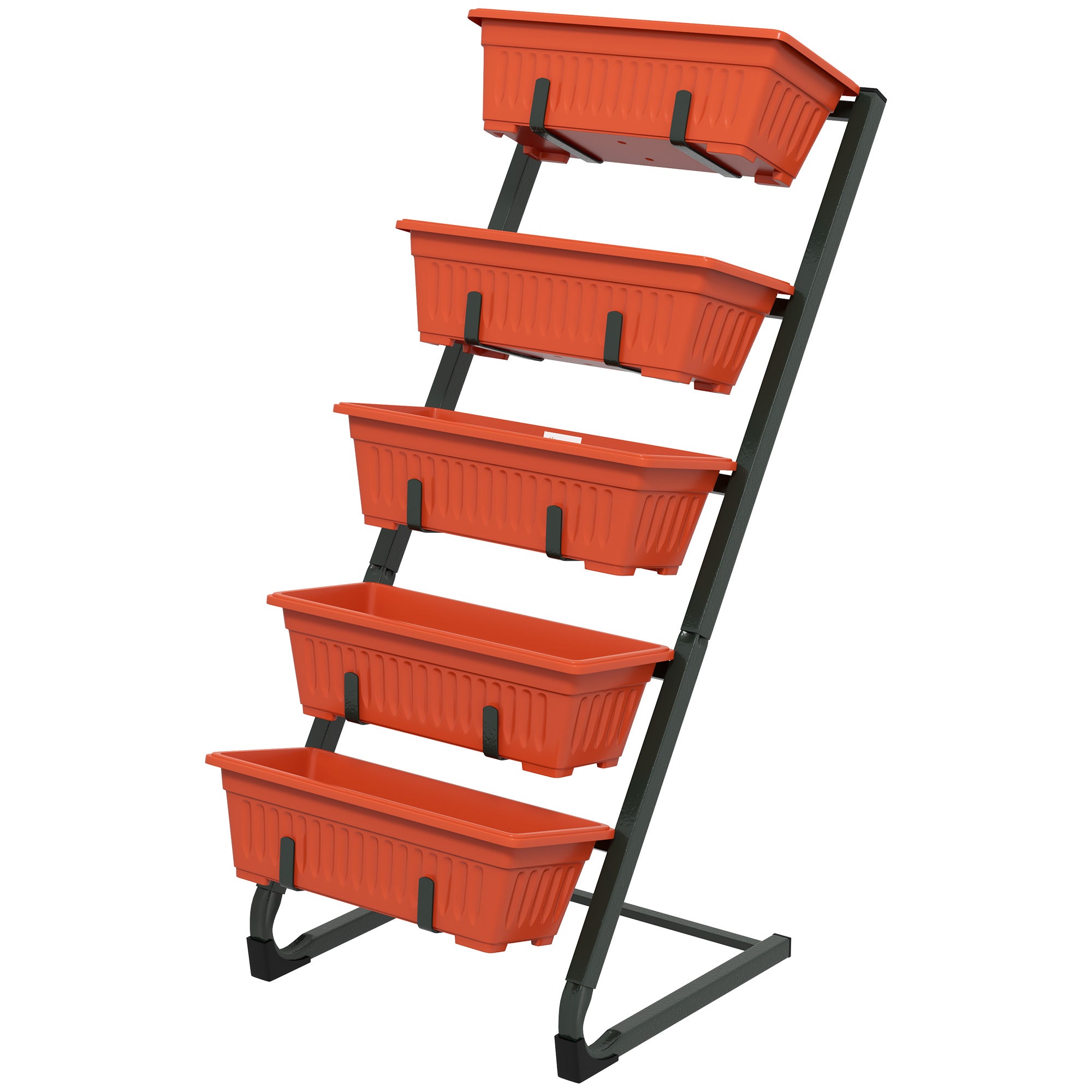 5-Tier Vertical Raised Garden Planter with 5 Container Boxes, Outdoor Plant Stand for Vegetable Flowers, Red