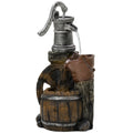 Rustic Waterfall Fountain with Old Fashion Pump Barrel Wheel, 3-Tier Cascading Outdoor Fountain with Adjustable Flow, Decorative Water Feature for Zen Garden, Deck, Porch