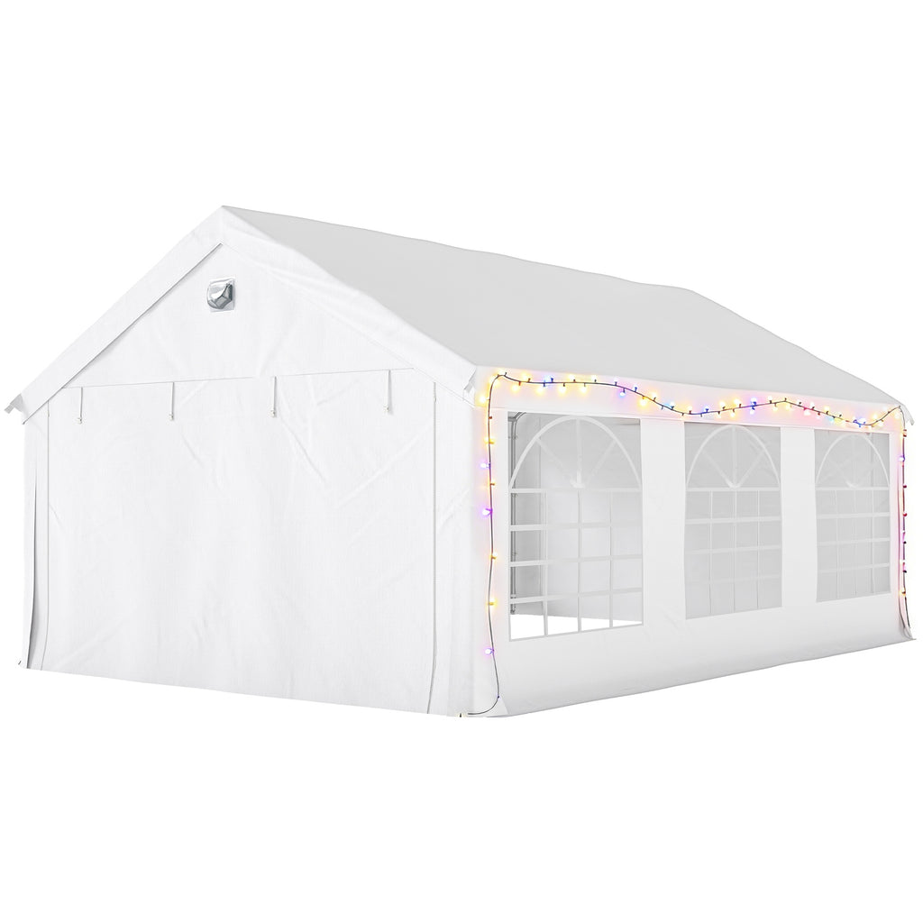 20' x 13' Party Tent, Heavy Duty Gazebo Canopy with Windows, Outdoor Party Wedding Tent with 4 Removable Sidewalls White