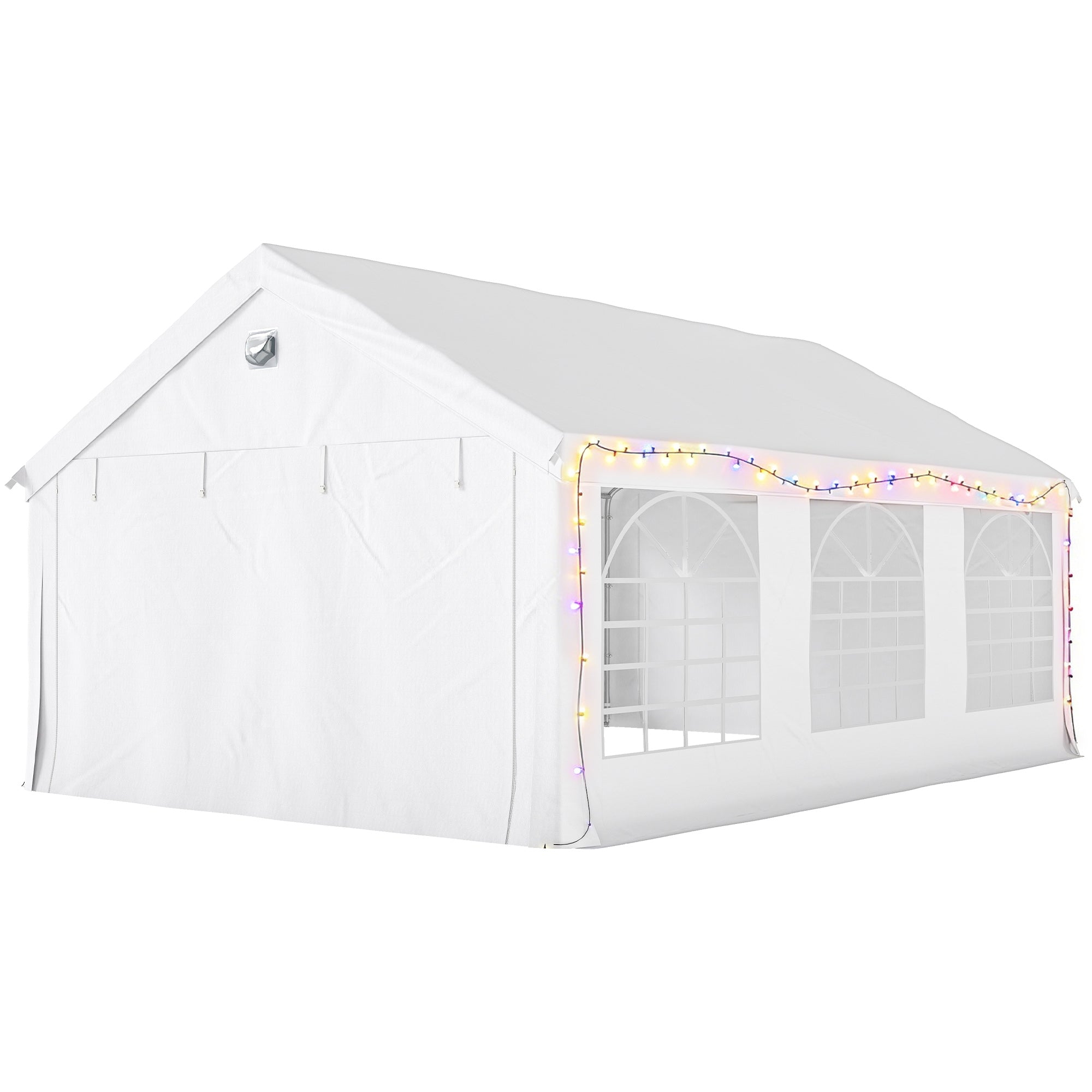 20' x 13' Party Tent, Heavy Duty Gazebo Canopy with Windows, Outdoor Party Wedding Tent with 4 Removable Sidewalls White