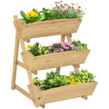 3 Tier Raised Garden Bed, 23.5" x 29.5" x 30.3" Vertical Wooden Elevated Planter Box Kit, Plant Stand for Flowers, Vegetables, Herbs