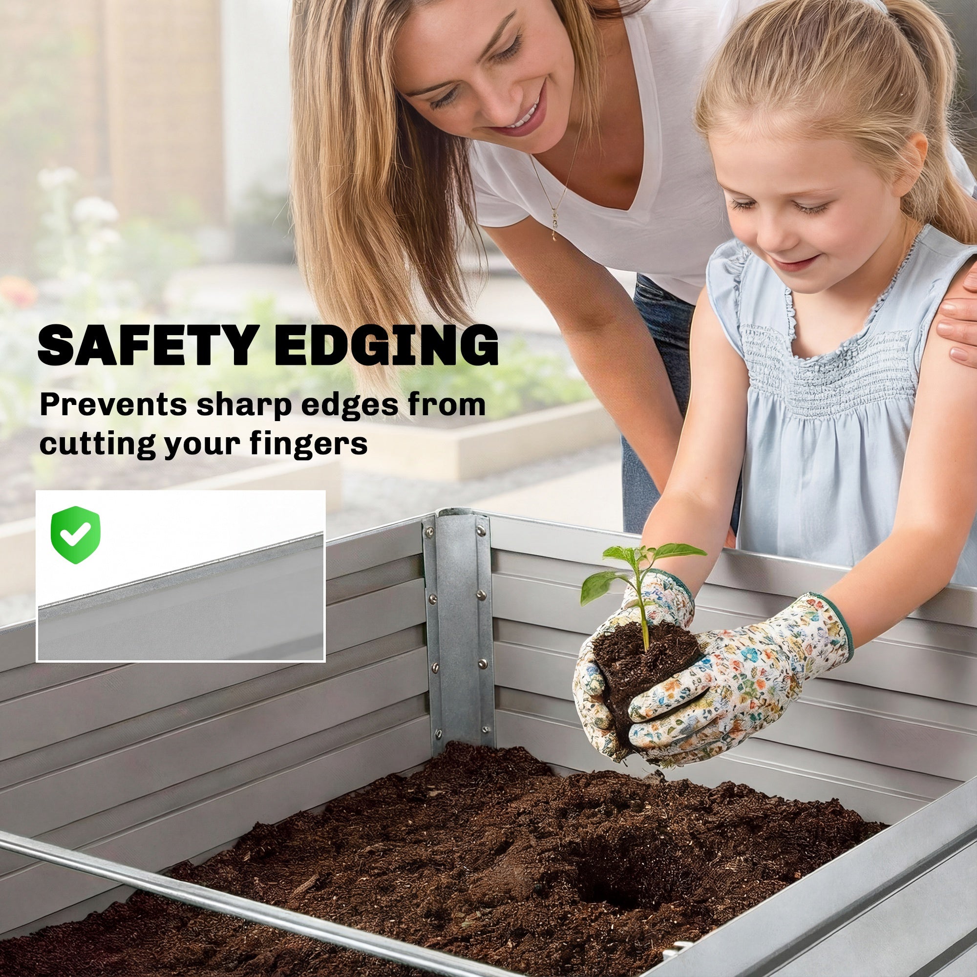 5' x 3' x 2' Raised Garden Bed, Galvanized Planter Box for Growing Flowers, Herbs and Vegetables, Silver