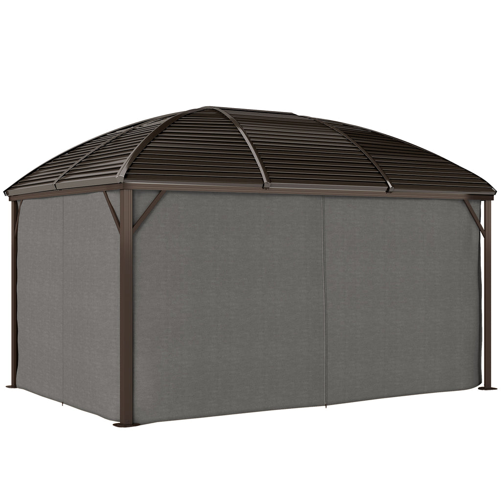 10x13 Hardtop Gazebo Aluminum Outdoor Canopy with Mesh Nettings Curtains Dark Grey