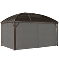 10x13 Hardtop Gazebo Aluminum Outdoor Canopy with Mesh Nettings Curtains Dark Grey