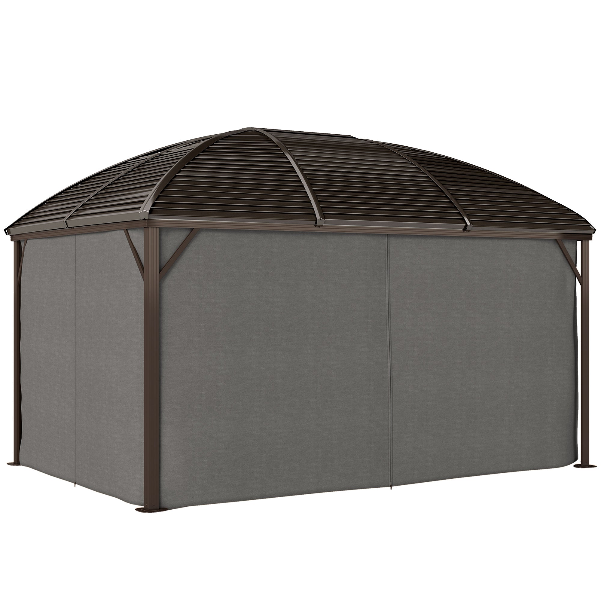 10x13 Hardtop Gazebo Aluminum Outdoor Canopy with Mesh Nettings Curtains Dark Grey