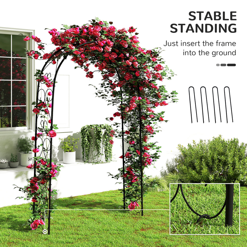 Steel Garden Arch, 7.5' Garden Arbor Trellis for Climbing Plants, Roses, Wedding Arch for Outdoor Bridal Party, Ceremony