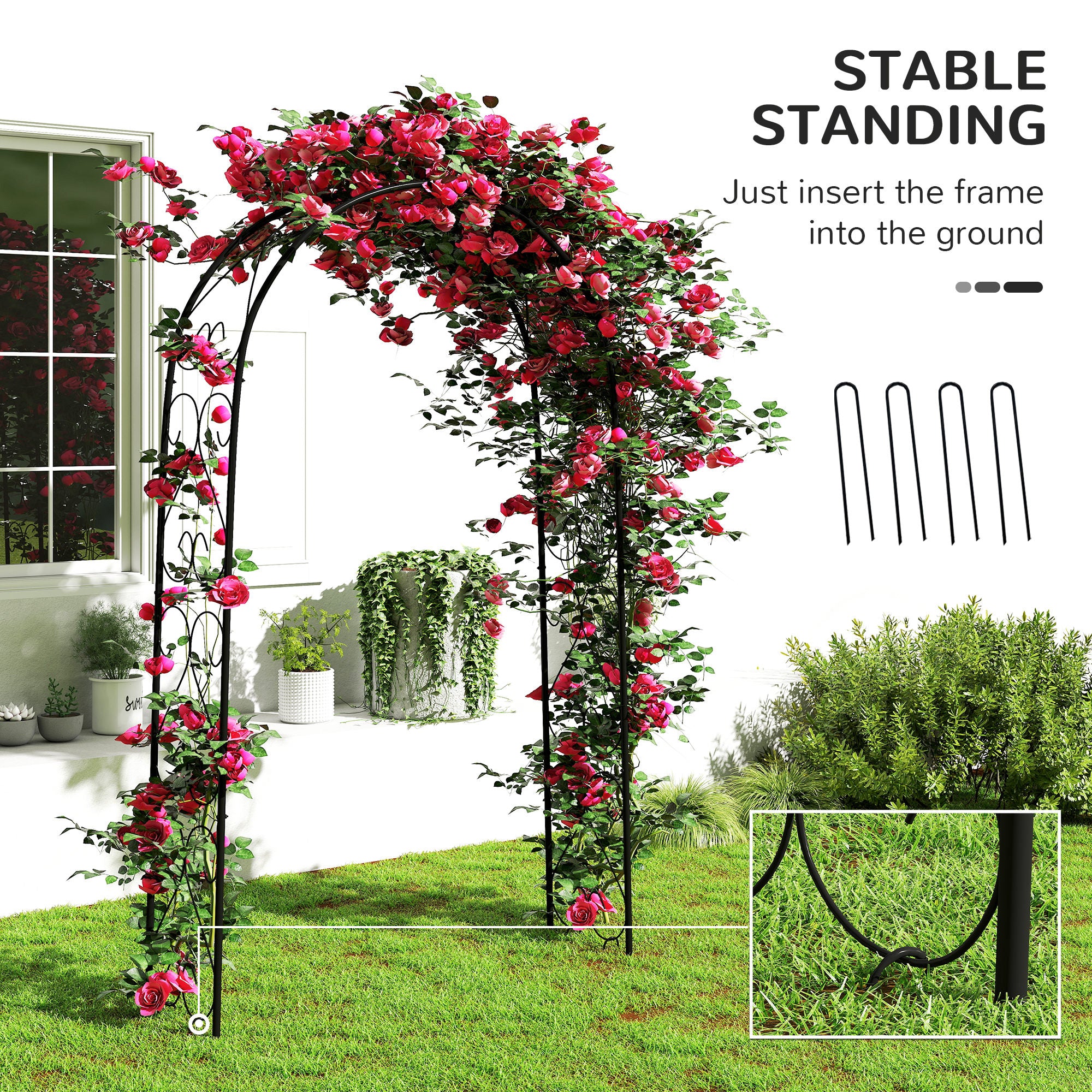 Steel Garden Arch, 7.5' Garden Arbor Trellis for Climbing Plants, Roses, Wedding Arch for Outdoor Bridal Party, Ceremony