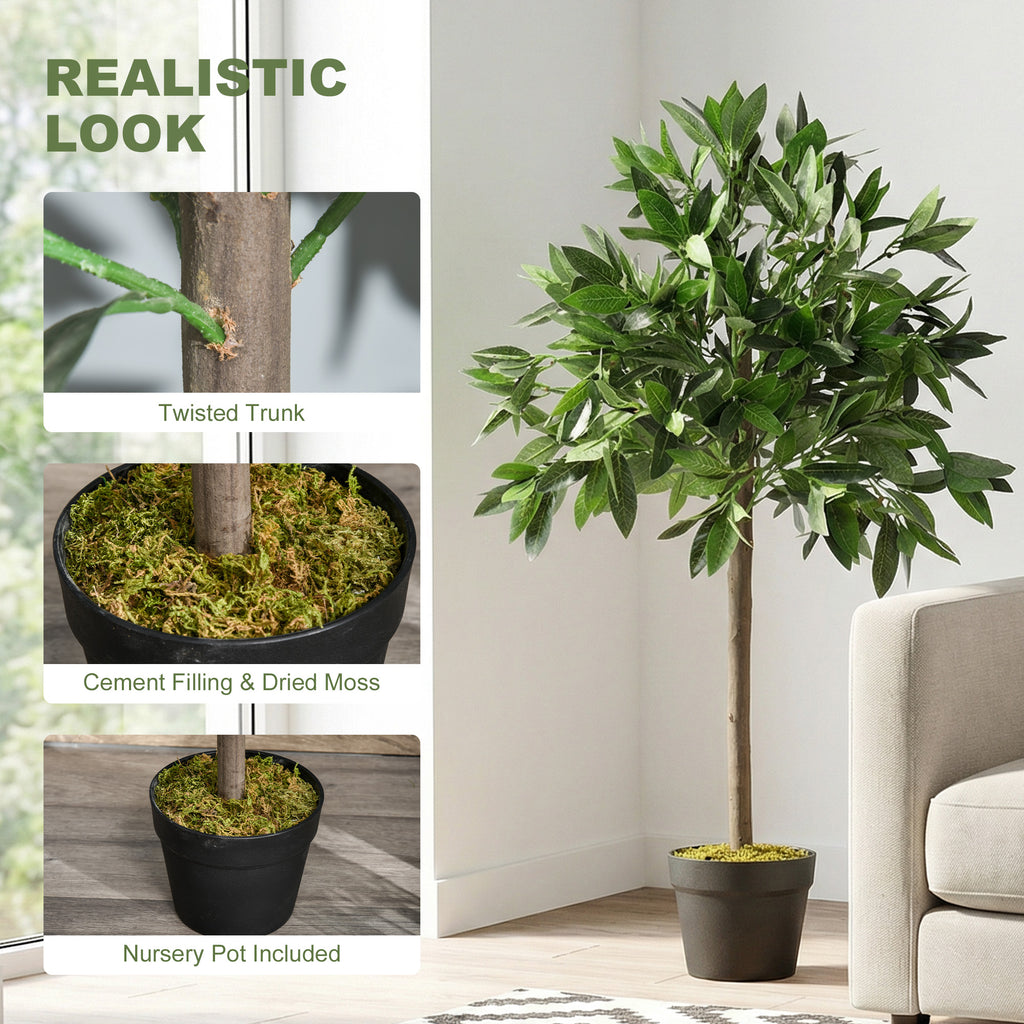 3FT Artificial Laurel Tree Set of 2, Lifelike Fake Plant with 564 Leaves, Potted Fake Plant for Home Office Decor, Green