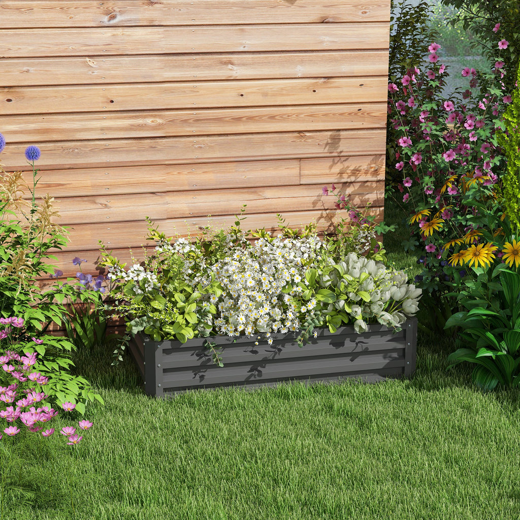 Galvanized Raised Garden Bed, Outdoor Planter Box for Vegetables, Flowers, Herbs, 4' x 2' x 1', Light Grey