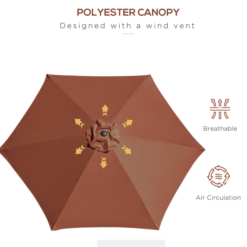 8.5FT Patio Umbrella, Round Garden Parasol with 6 Ribs, Market Sunshade Tilt Canopy w/ Crank Handle for Outdoor, Coffee