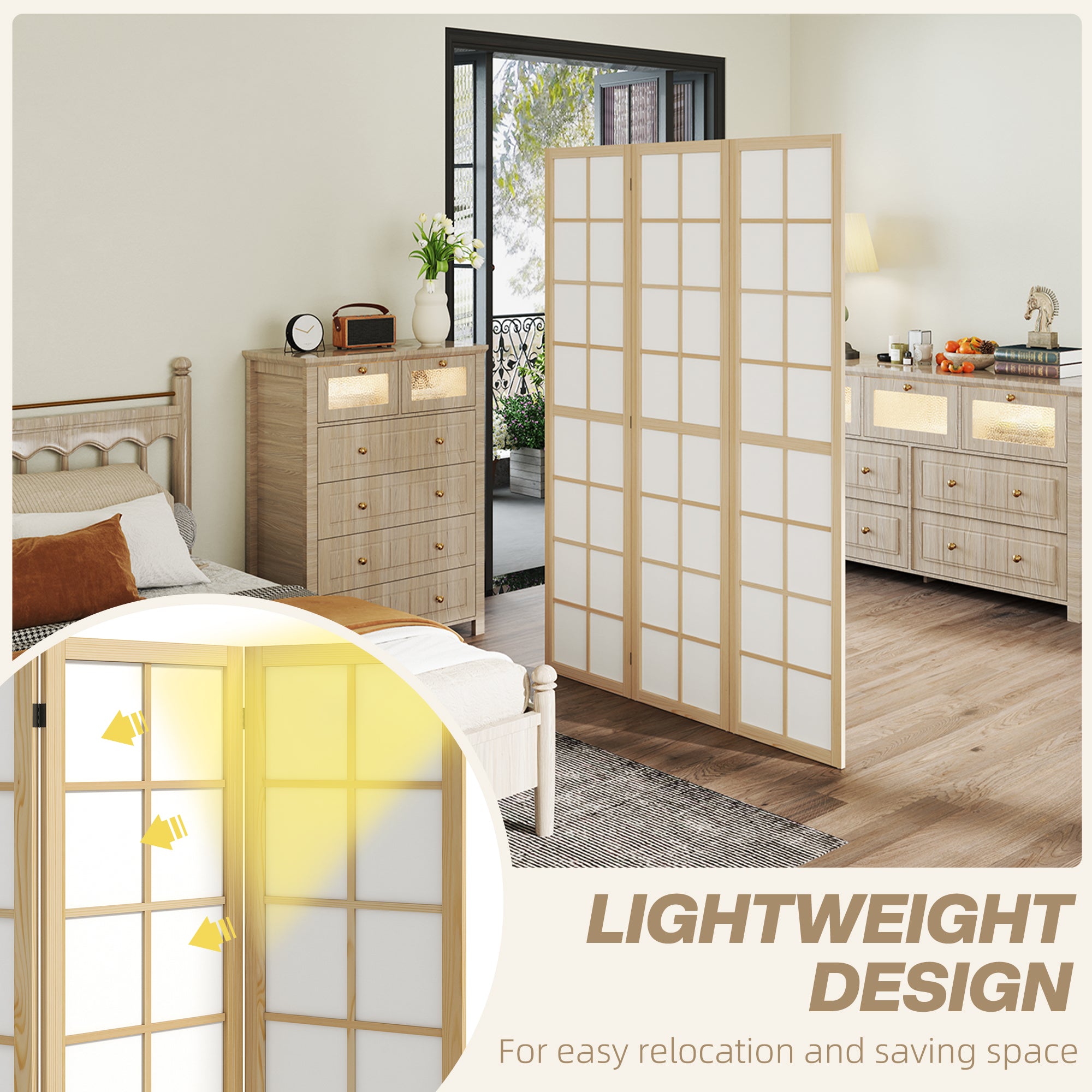 3 Panel Room Divider, 5.6 ft Folding Wall Divider Room Partition for Home Office, Bedroom