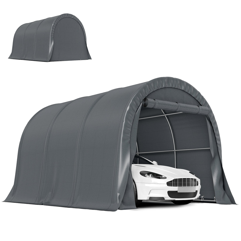 10' x 15' Heavy Duty Carport, Portable Garage Car Canopy Tent Shelter with Reinforced Galvanized Frame, Dark Grey