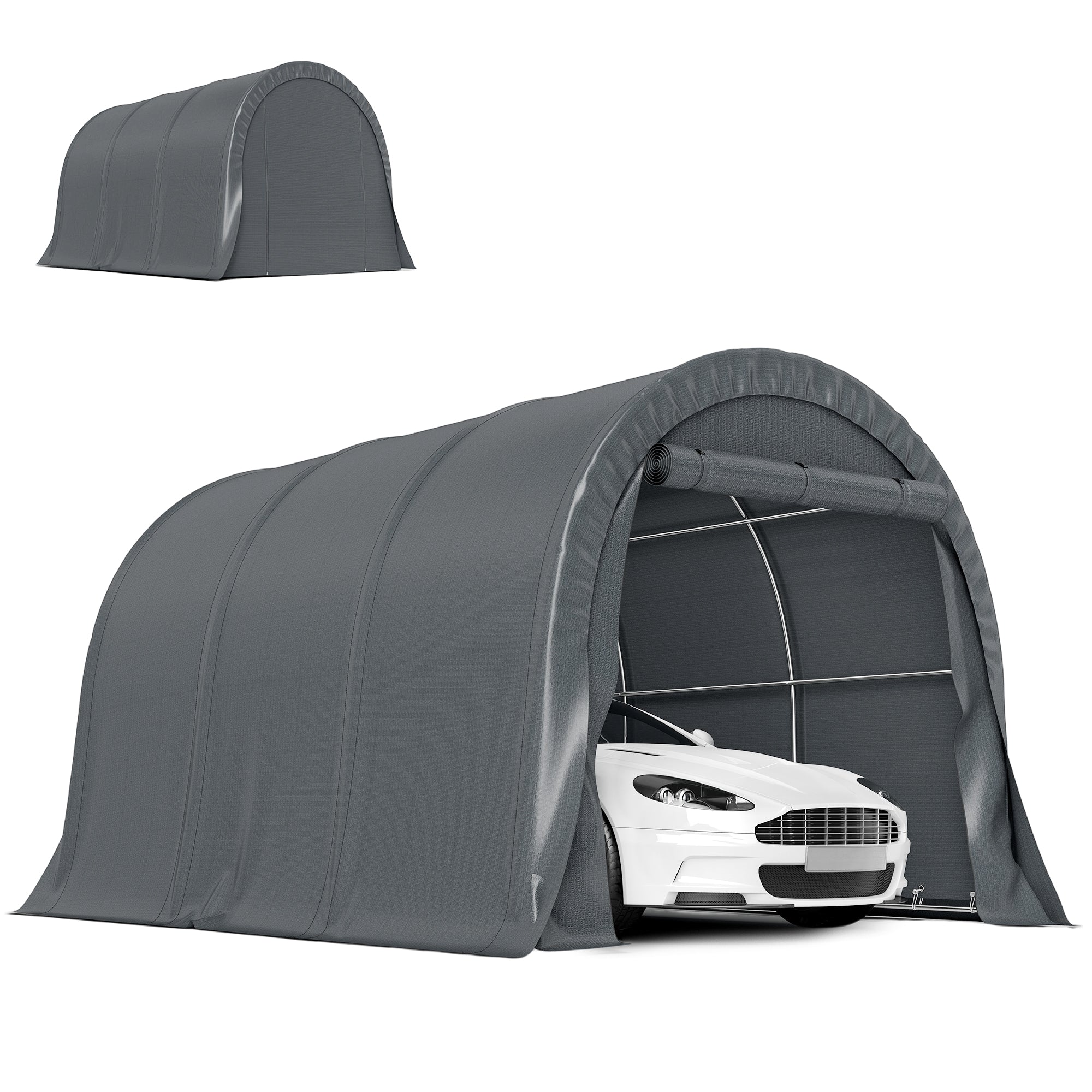 10' x 15' Heavy Duty Carport, Portable Garage Car Canopy Tent Shelter with Reinforced Galvanized Frame, Dark Grey