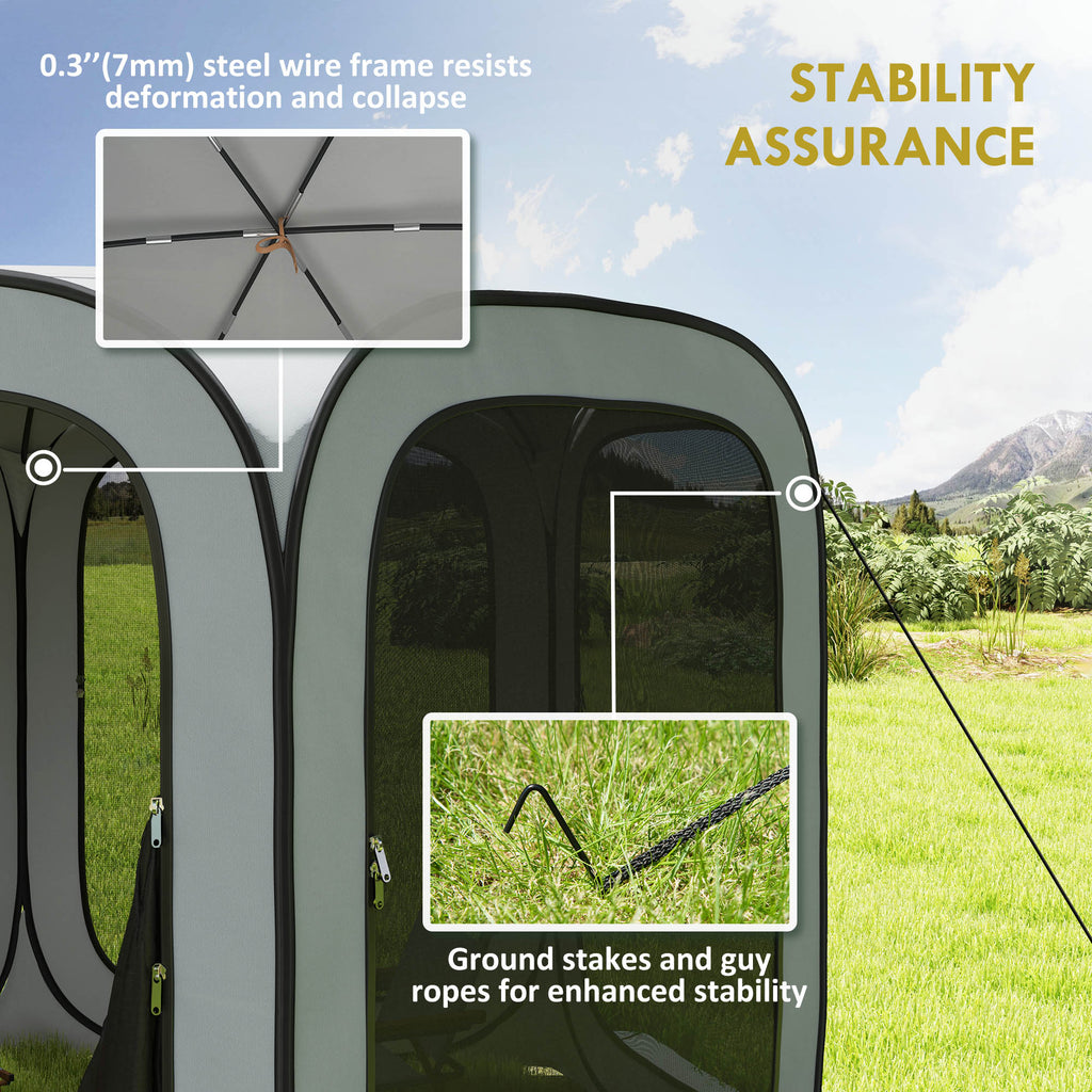 11 x 11ft Pop Up Screen Tent, UPF50+ Portable Camping Gazebo Screen House with Carry Bag, Light Grey