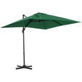 8' x 8' Square Cantilever Umbrella with 360Â° Rotation, Aluminum Outdoor Cantilever Market Parasol with Crank & Tilt, Garden Sun Canopy Shelter with Cross Base, Green