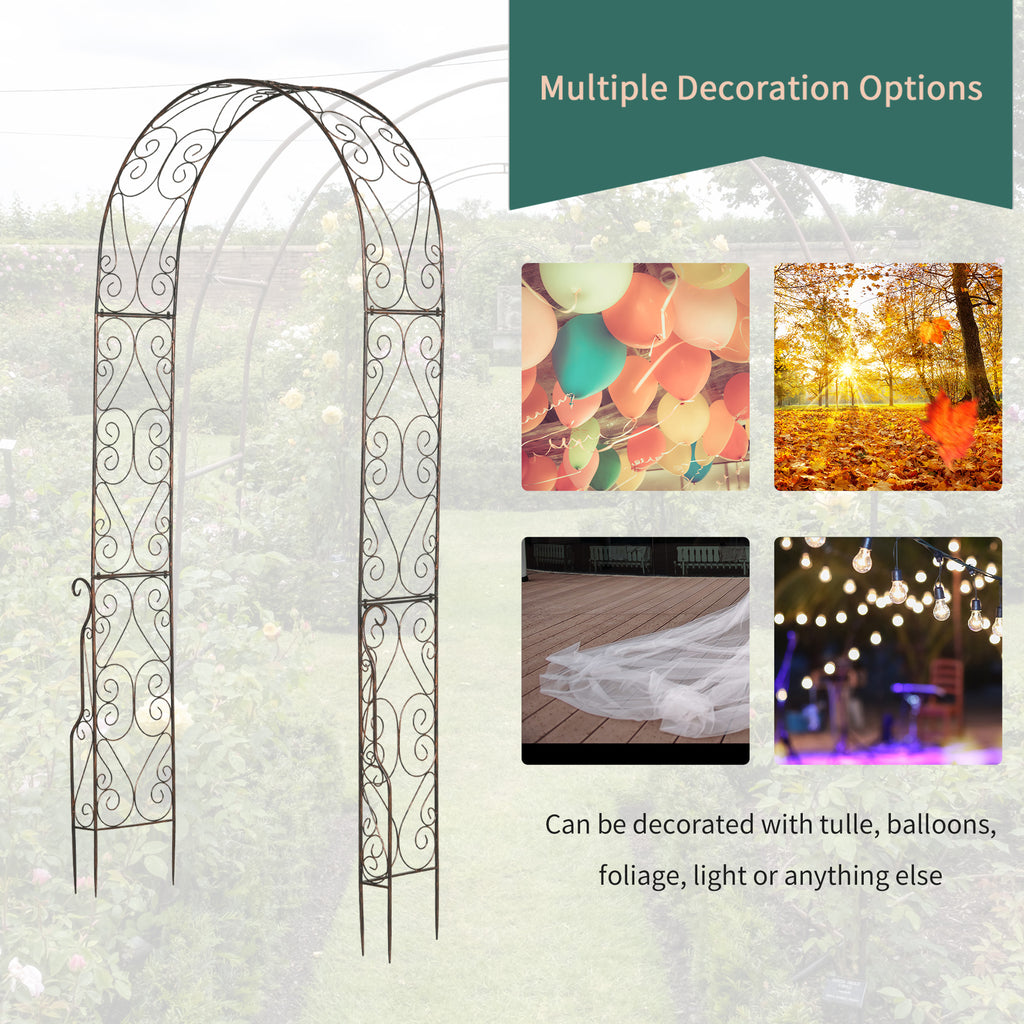 7.5ft Garden Metal Arch Outdoor Walkway Arbor for Decorative Climbing Vine Plants Party Wedding Ceremony Decoration Accessories Black