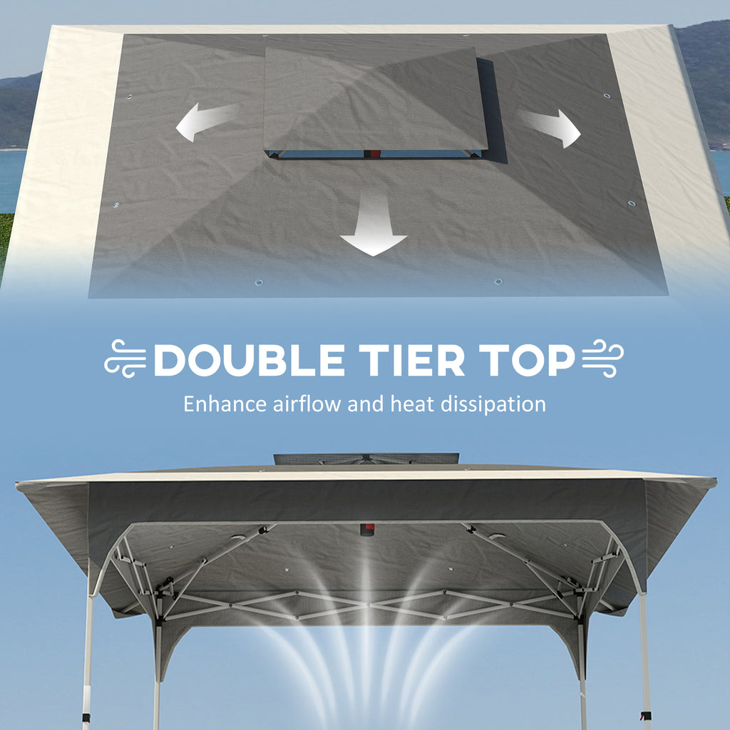 11.5 x 11.5 ft Pop Up Canopy Tent with 1-Button Push Easy Setup, UPF 50+ 2-Tier Instant Canopy with Carry Bag, Dark Grey