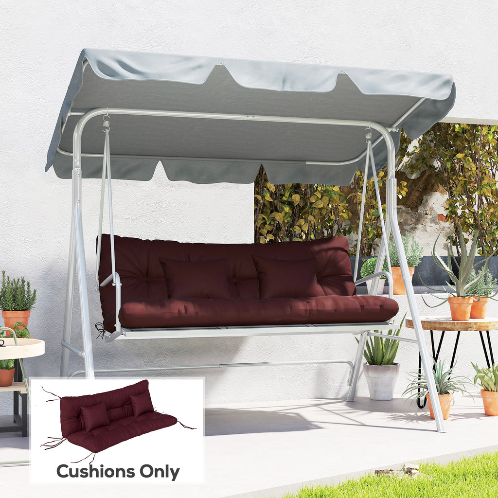 4-Piece Back and Seat Cushion Pillows Replacement and Pillows, Patio Chair Cushions Set with Ties, Wine Red