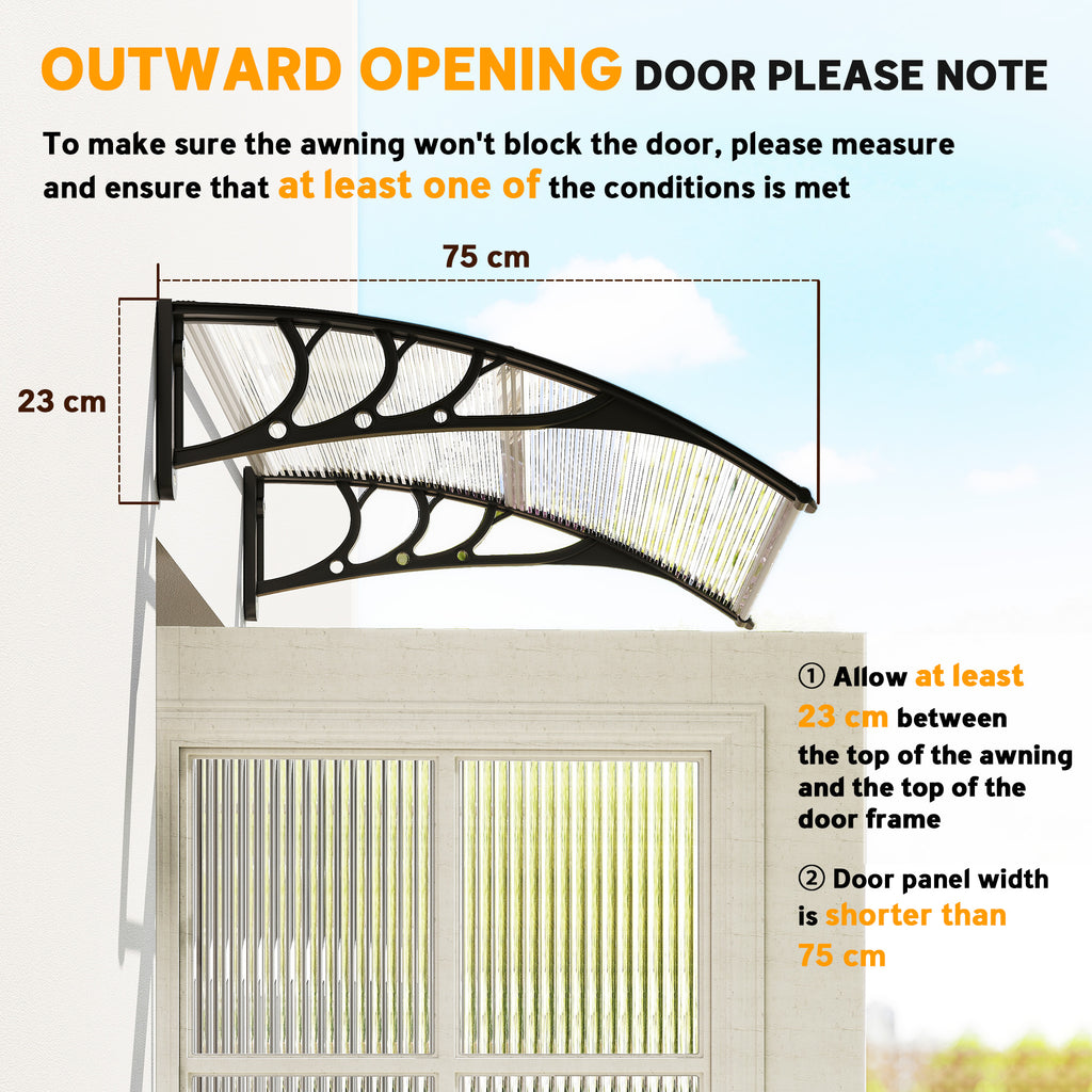 Window Awning Door Canopy, Polycarbonate Cover Patio Awnings, 47" x 30", White