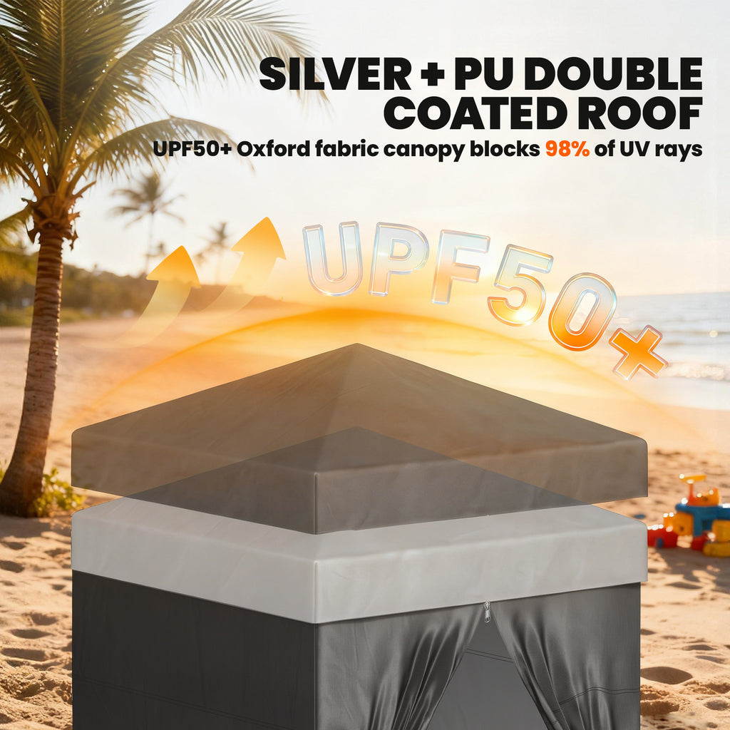 5 x 5 ft Compact Pop Up Canopy Tent, UPF 50+ Changing Room, Portable Instant Privacy Canopy with Mesh Window, Black