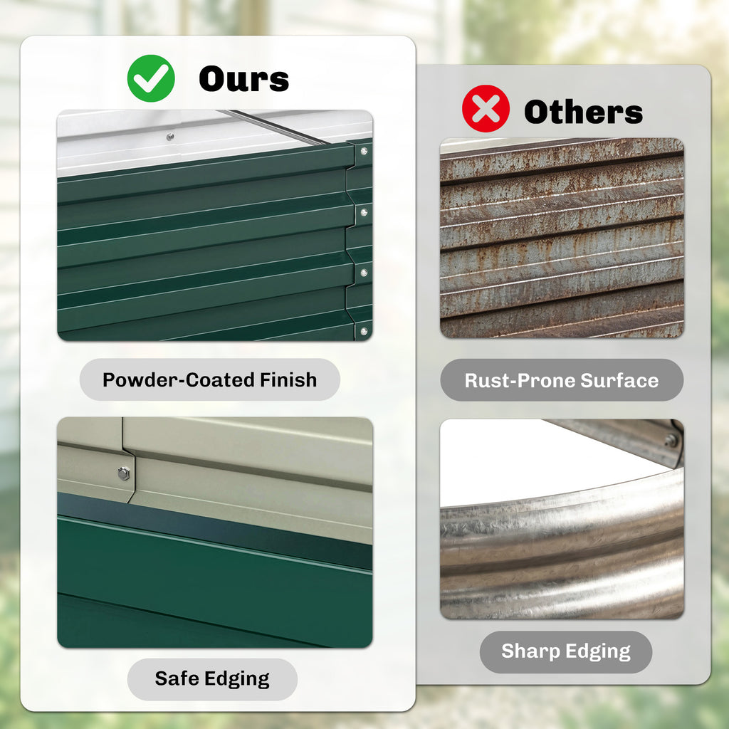 4' x 2' x 1' Raised Garden Bed, Set of 2 Galvanized Planter Box for Vegetables, Flowers, Herbs, Green
