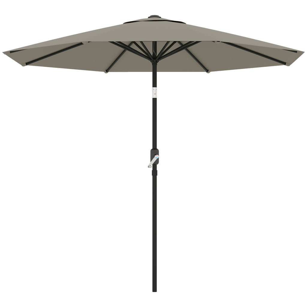 Aluminum Patio Umbrella, Garden Outdoor Parasol, Sun Shelter, 8.5ft, Light Grey