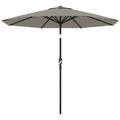 Aluminum Patio Umbrella, Garden Outdoor Parasol, Sun Shelter, 8.5ft, Light Grey