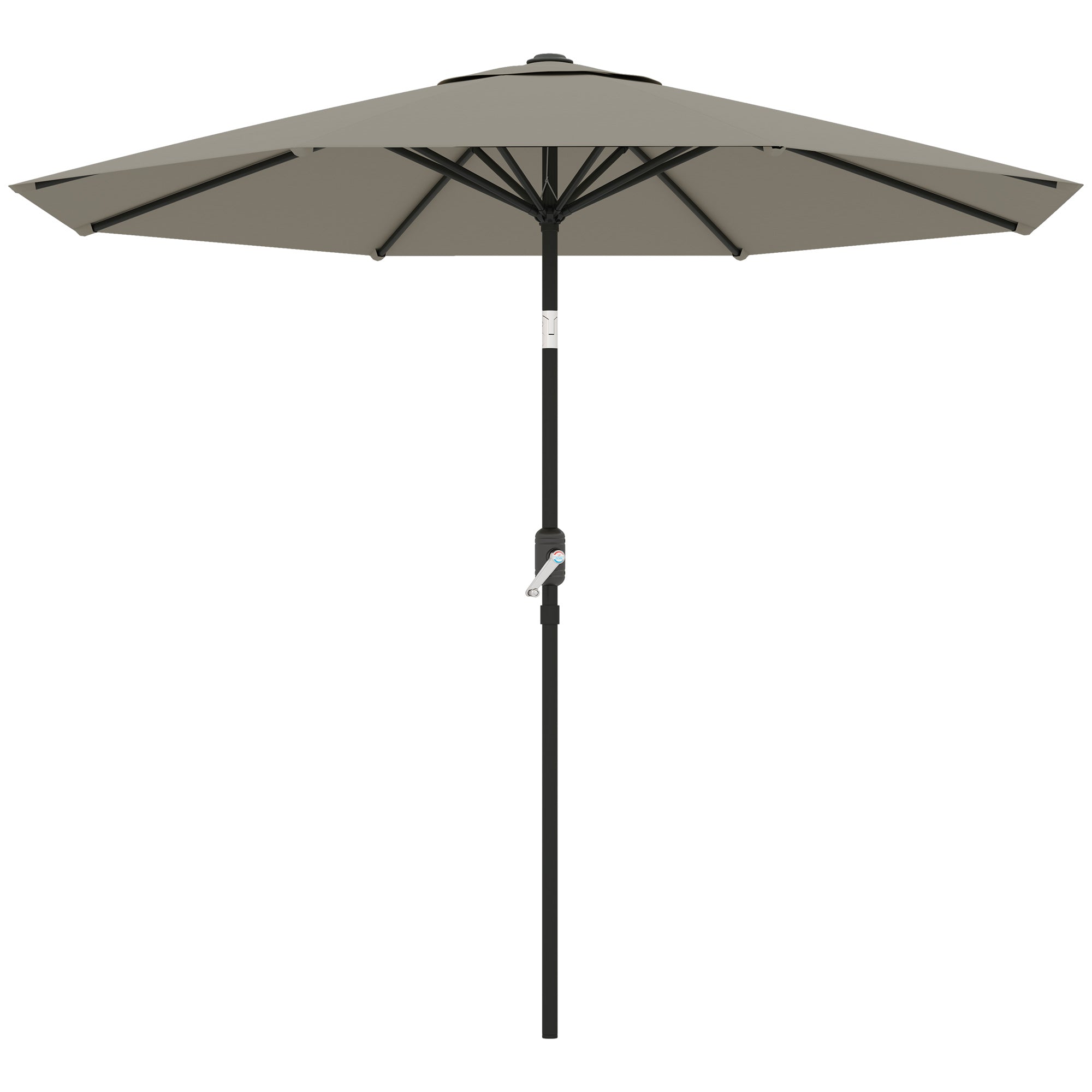 Aluminum Patio Umbrella, Garden Outdoor Parasol, Sun Shelter, 8.5ft, Light Grey