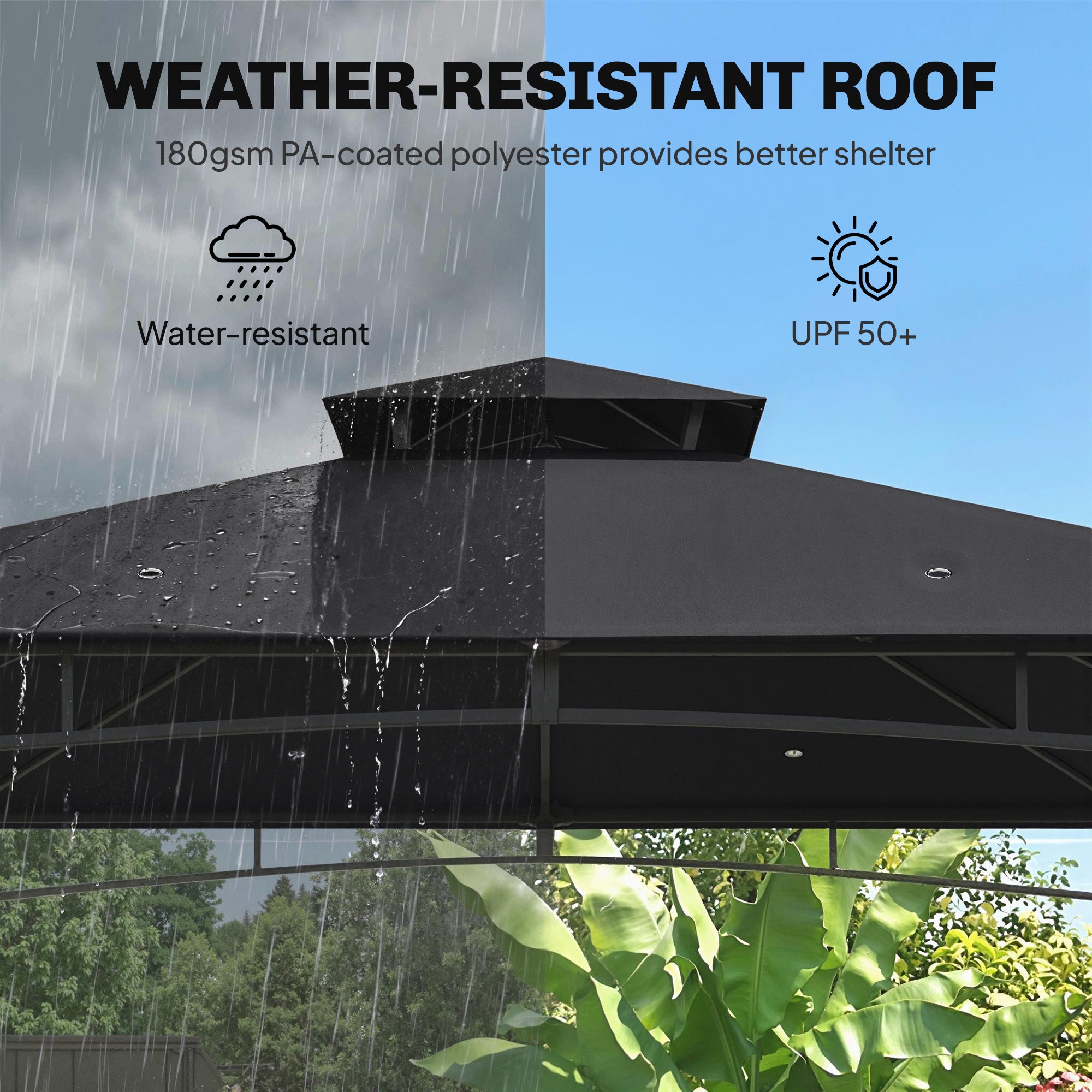 10' x 10' Gazebo, Soft Top Outdoor Gazebo with 2-Tier Roof, Metal Frame, Black