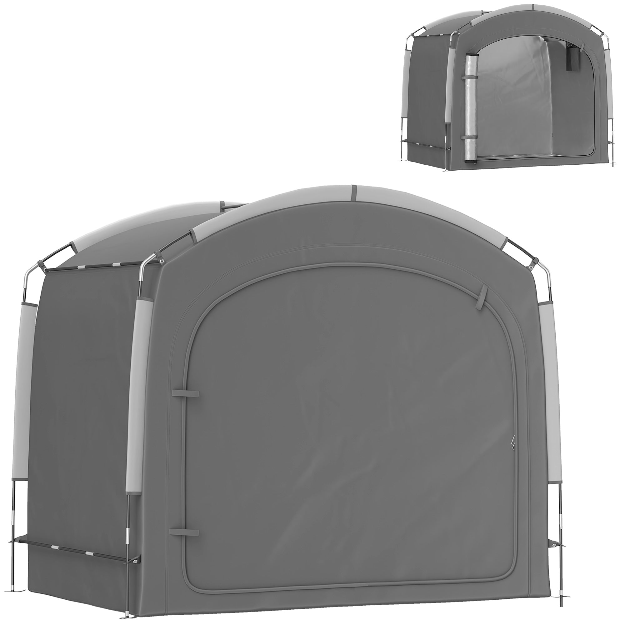 Bike Storage Shed Tent, Portable and Waterproof with 210D Oxford Fabric and Carry Bag for 3-4 Bicycles, Dark Grey