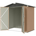 6.5' x 4'  Outdoor Storage Shed, Metal Garden Shed with Lockable Double Doors, 4 Vents, Brown