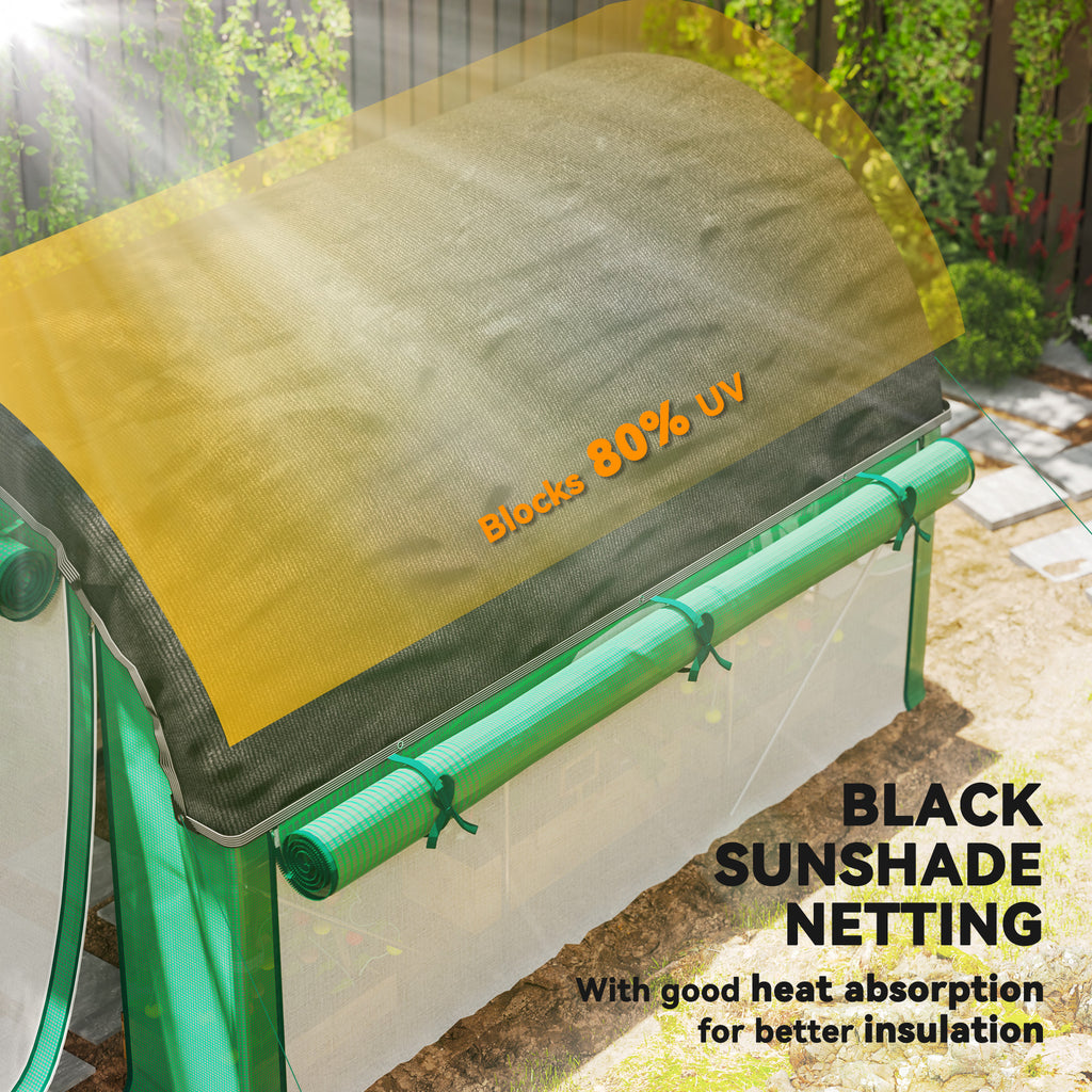 Walk-in Tunnel Greenhouse, Plant Hot House with Sunshade Net, Roll-up Mesh Sidewalls, 2 Doors, 6.6' x 10' x 6.5' , Green