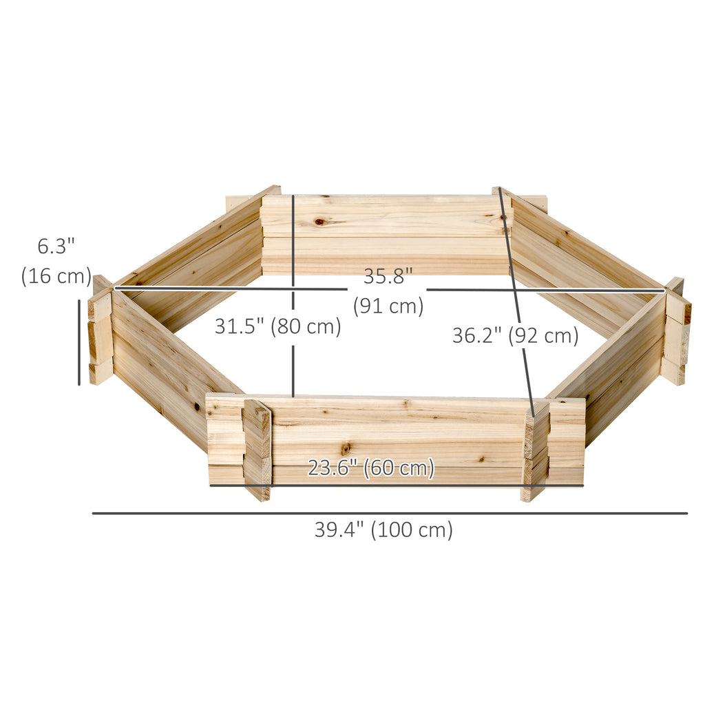 39" x 36" Screwless Hexagon Planter Box, Raised Garden Bed, Herb Garden for Vegetables, Flowers, Natural