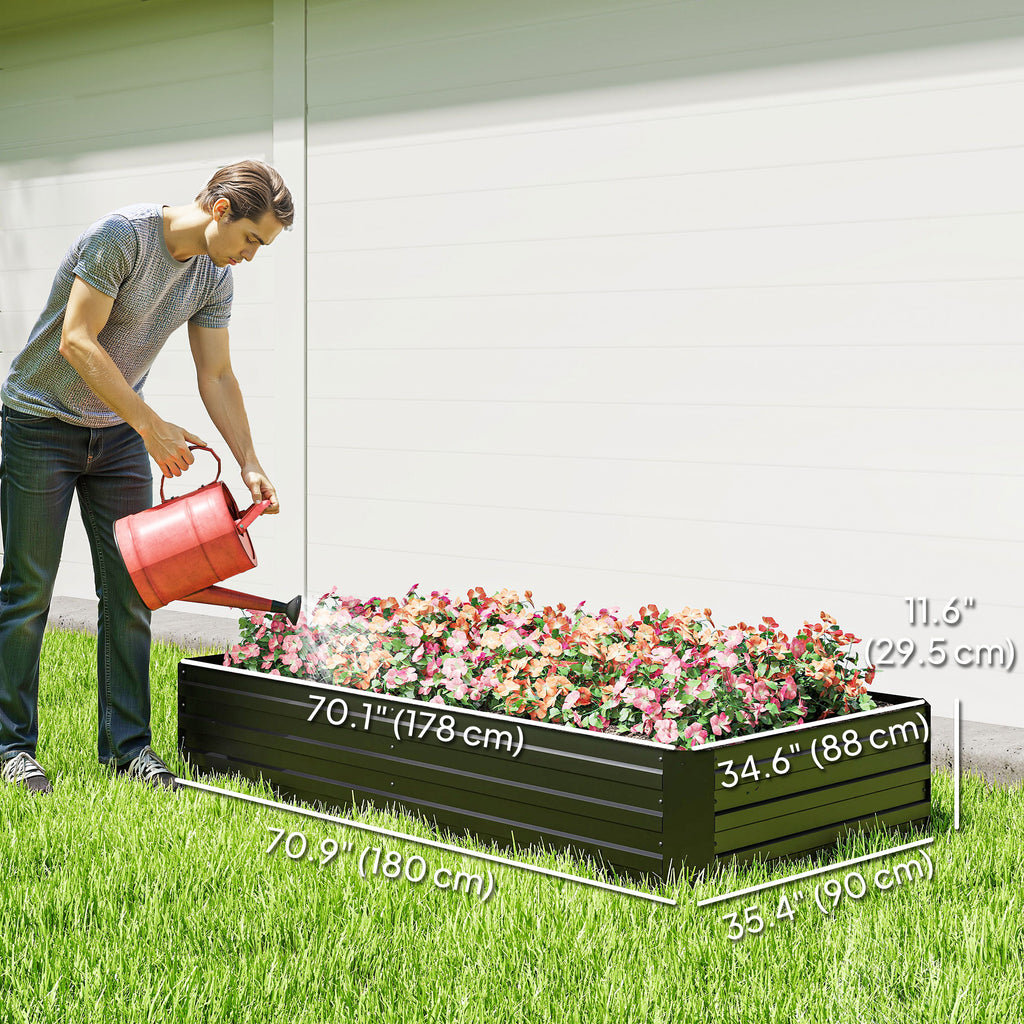 6' x 3' x 1' Raised Garden Bed with 2 Trellis Tomato Cages, Steel Frame Elevated Planter Box, Black