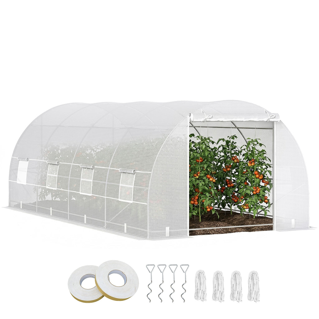 20x10x7ft Heavy Duty Tunnel Walk-in Greenhouse Outdoor Backyard Seed Plant Vegetables Grow Warm House White