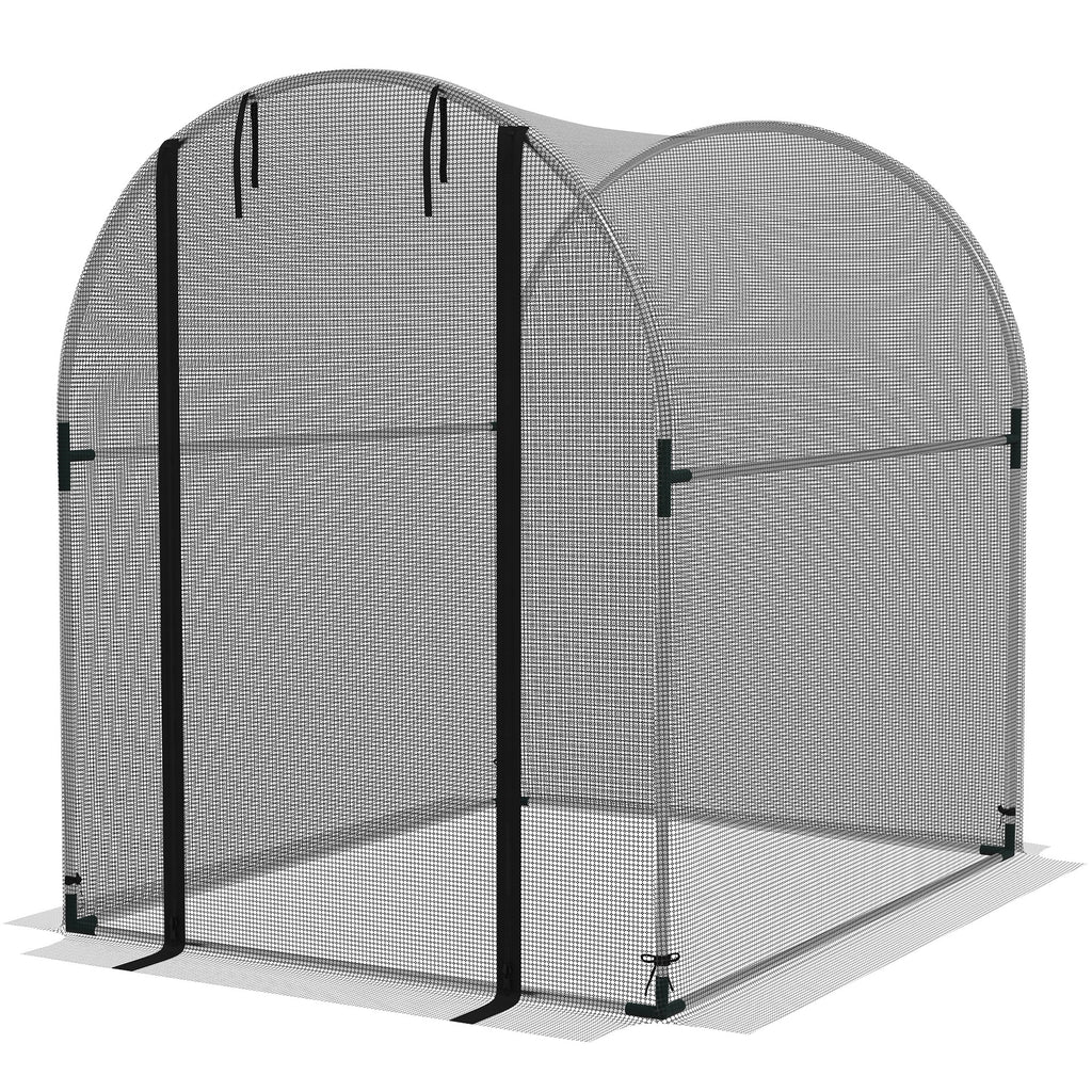 4.9' x 3.9' Crop Cage with Zipper Roll-Up Door, Mesh Plant Protection Tent from Animals with Galvanised Steel Frame