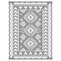 9' x 12' Outdoor RV Rug, Reversible Patio Floor Mat with Carry Bag, Rhombus Patchwork, Grey and White
