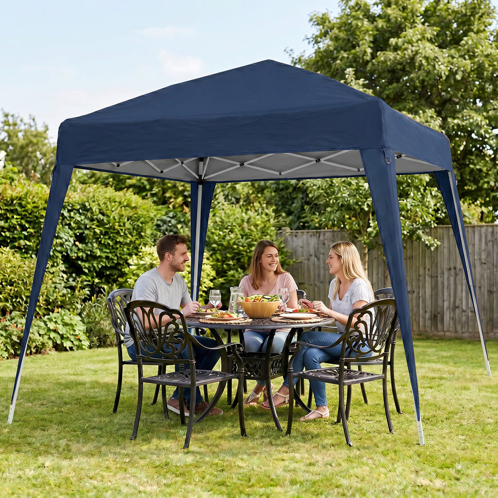 8' x 8' Pop Up Canopy, Outdoor Folding Tent, Portable Party Tent with Carrying Bag for Camping, Party, Picnic, Blue
