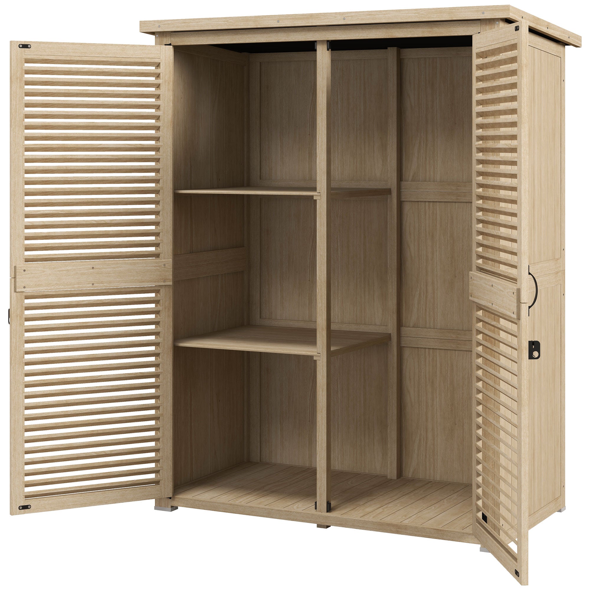 50" x 26" x 66" Wooden Garden Shed, Outdoor Storage Shed with Waterproof Asphalt Roof, Shelves, Natural