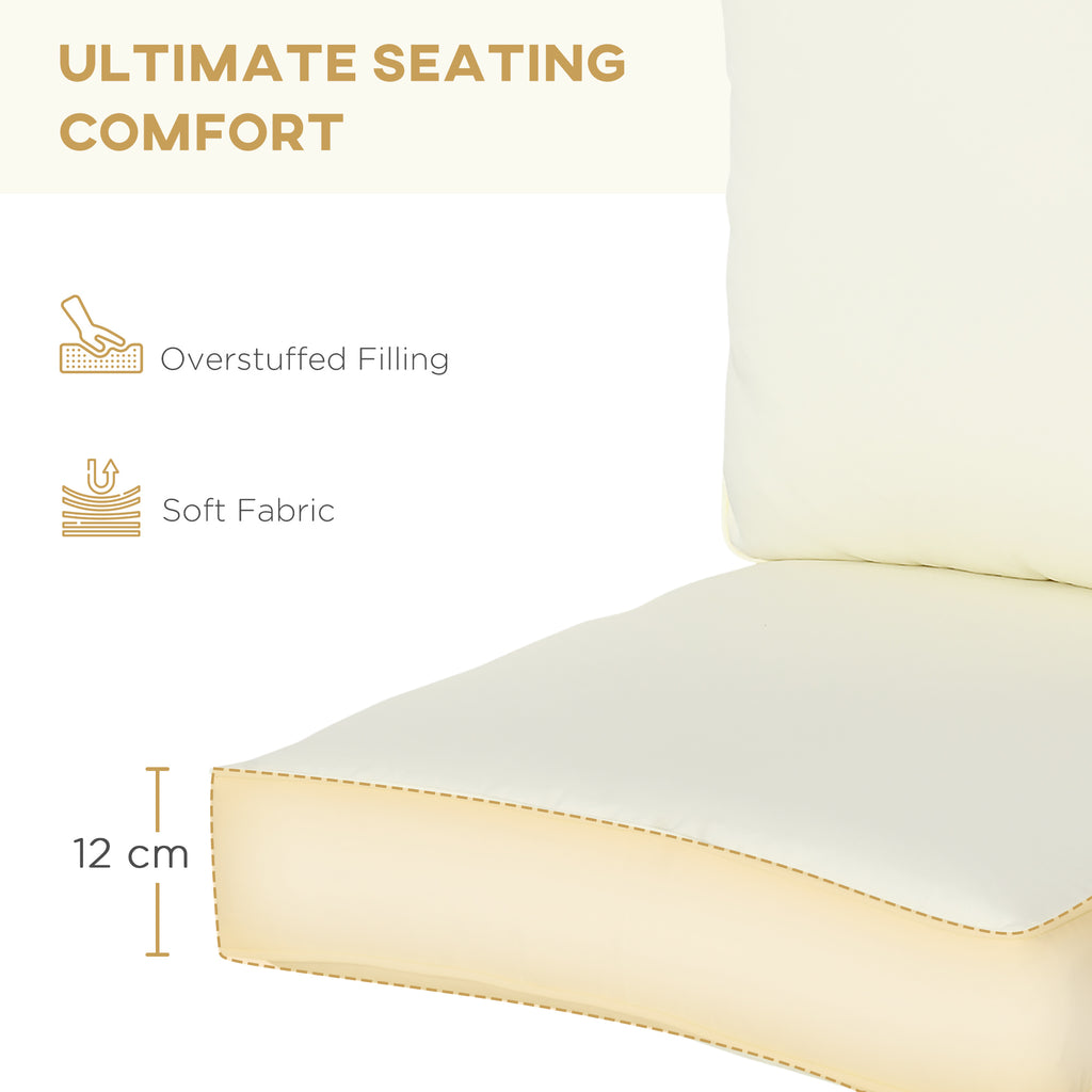 Patio Chair Cushions, Thick Deep Seat Outdoor Seat Cushion with Back Cushion, Cream White