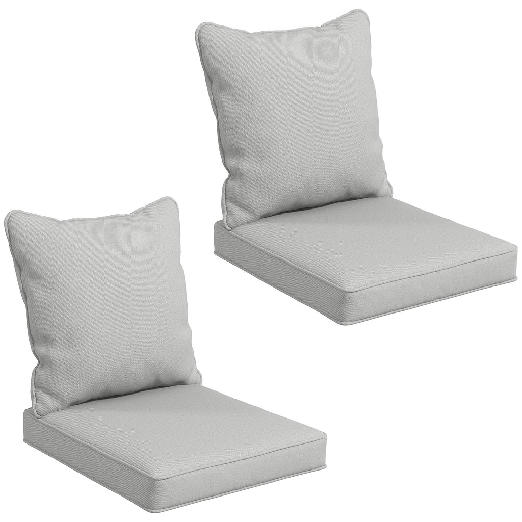 Seat Cushion Back Pillows Replacement Set of 2, Patio Chair Cushions Set for Indoor Outdoor, Light Grey