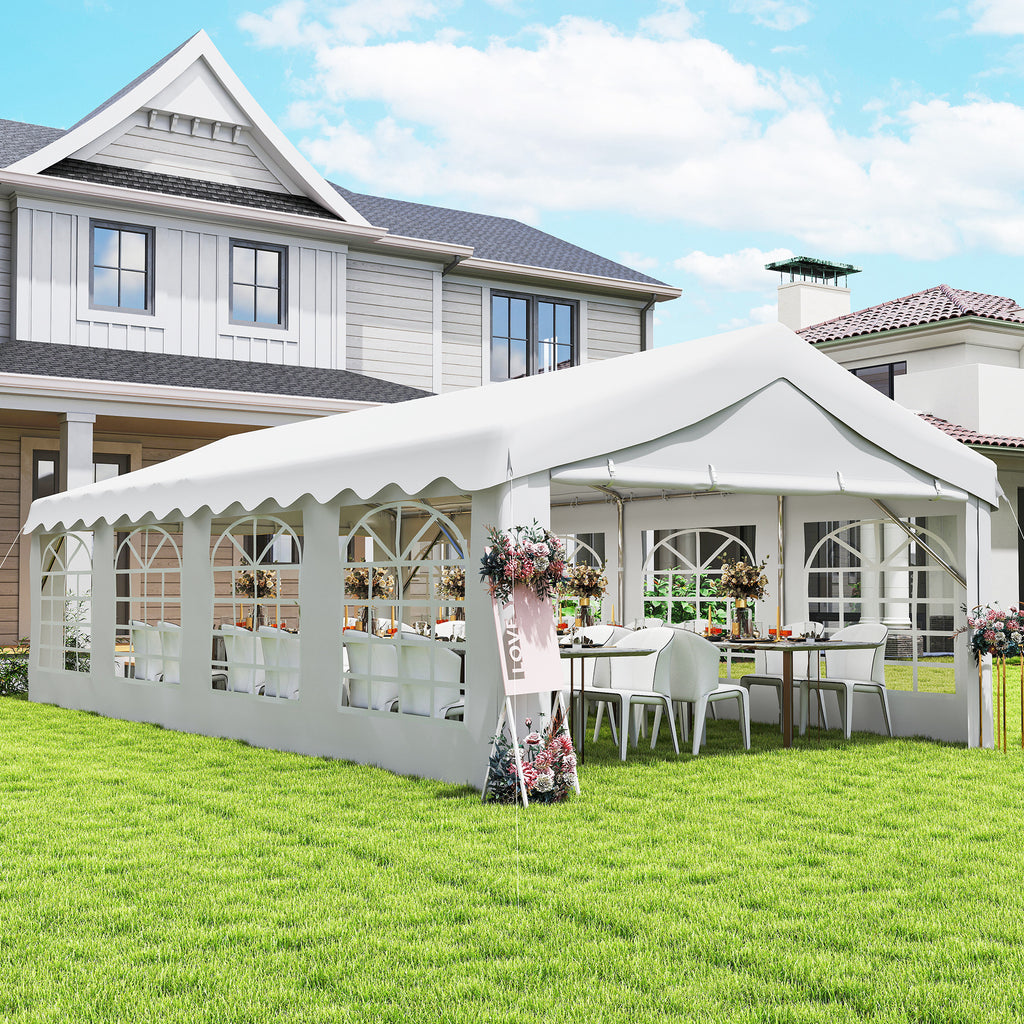 13'x26' Heavy Duty Large Party Tent & Carport with Removable Sidewalls, Windows, Portable Garage Canopy Tent, White