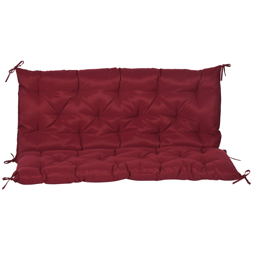 2 Seater Garden Bench Cushion, Soft Thick Outdoor Non-Slip 2 Seater Soft Pad With Backrest for Garden Patio, 47" x 43" x 5", Wine Red
