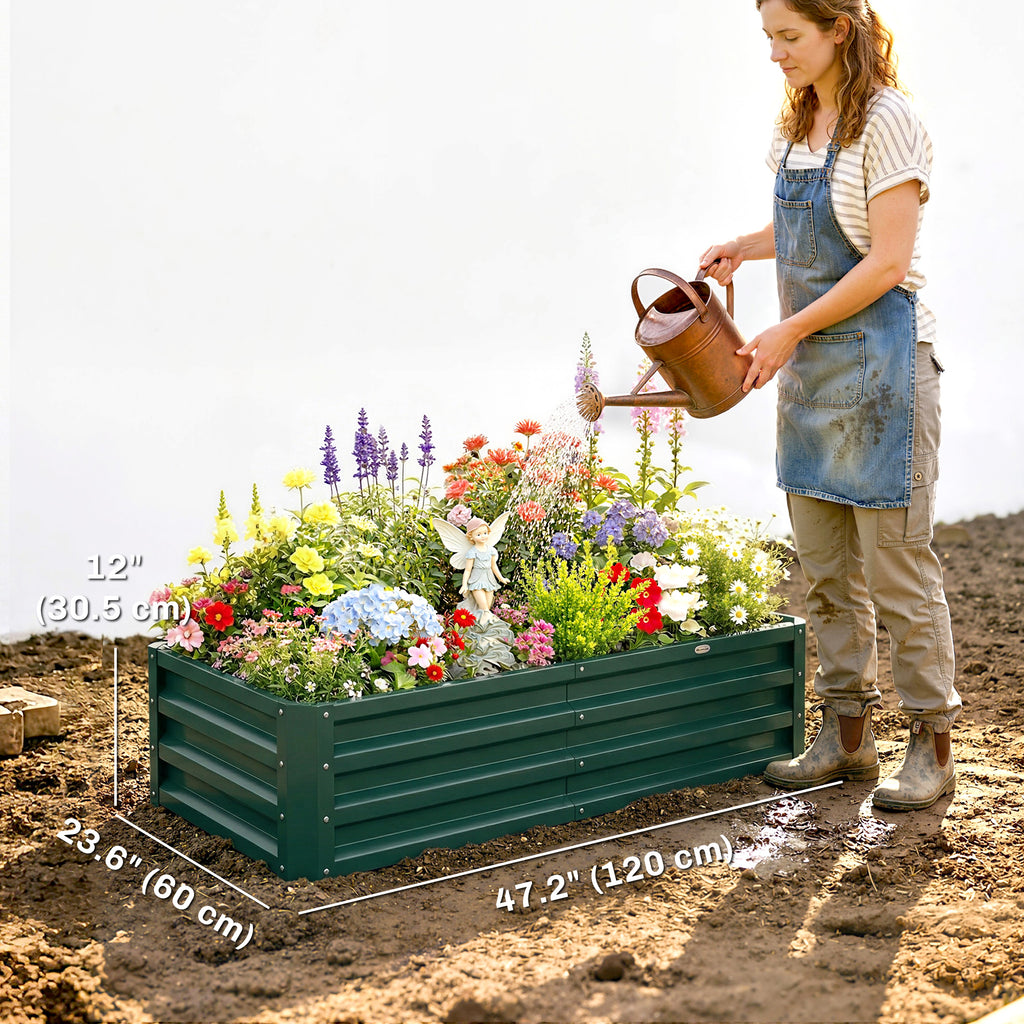 Galvanized Raised Garden Bed, Outdoor Planter Box for Vegetables, Flowers, Herbs, 4' x 2' x 1', Dark Green