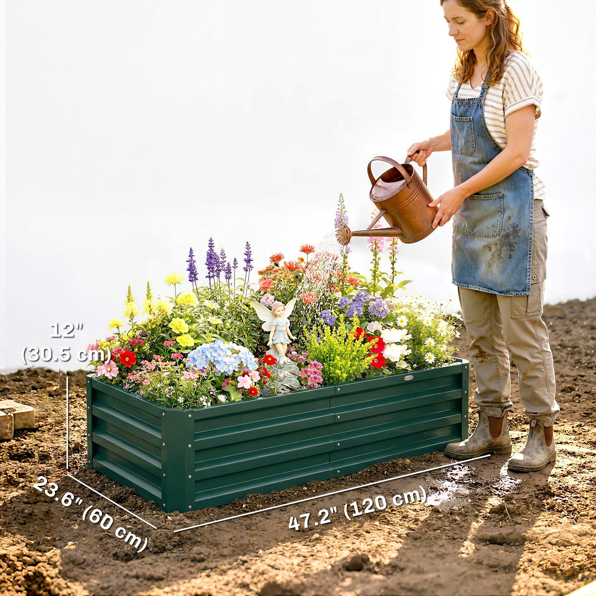 Galvanized Raised Garden Bed, Outdoor Planter Box for Vegetables, Flowers, Herbs, 4' x 2' x 1', Dark Green