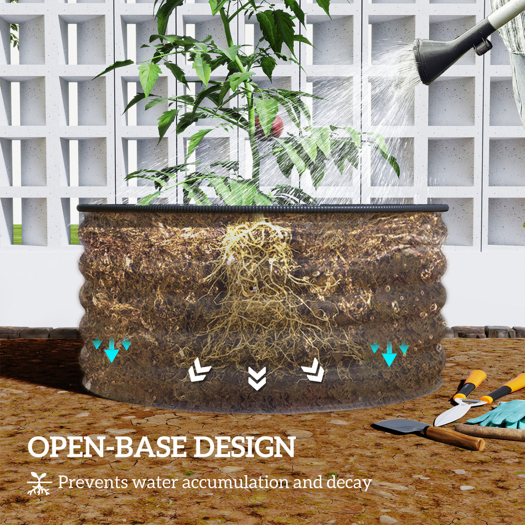 Galvanized Raised Flower Bed, 3 x 3 x 1.5 ft Outdoor Metal Raised Bed with Safety Edging and Gloves, Dark Grey