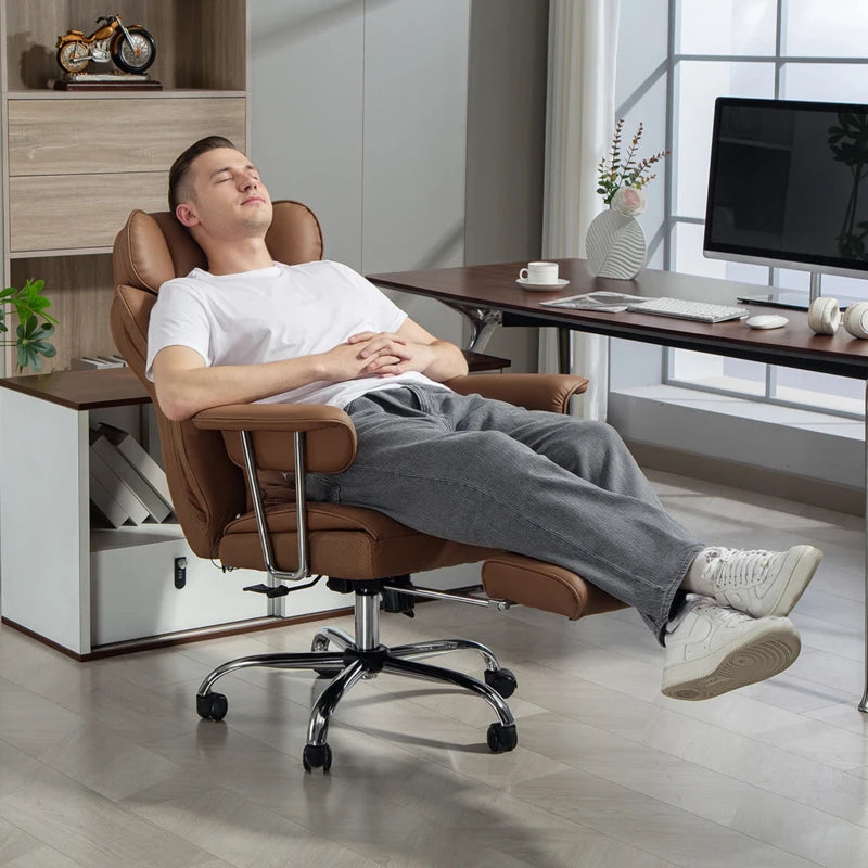 Ergonomic 400LBS Brown Computer Office Chair with Massage and Lumbar Support